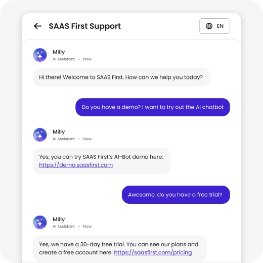 Answer your customer questions on multiple channels with our AI Chatbot!